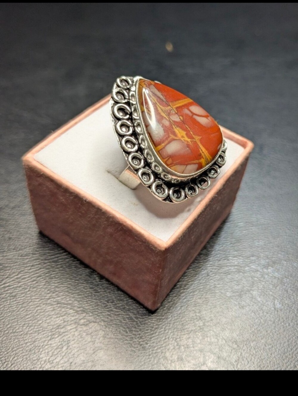 Handcrafted Noreena Jasper Triangular Ring (7.5)
